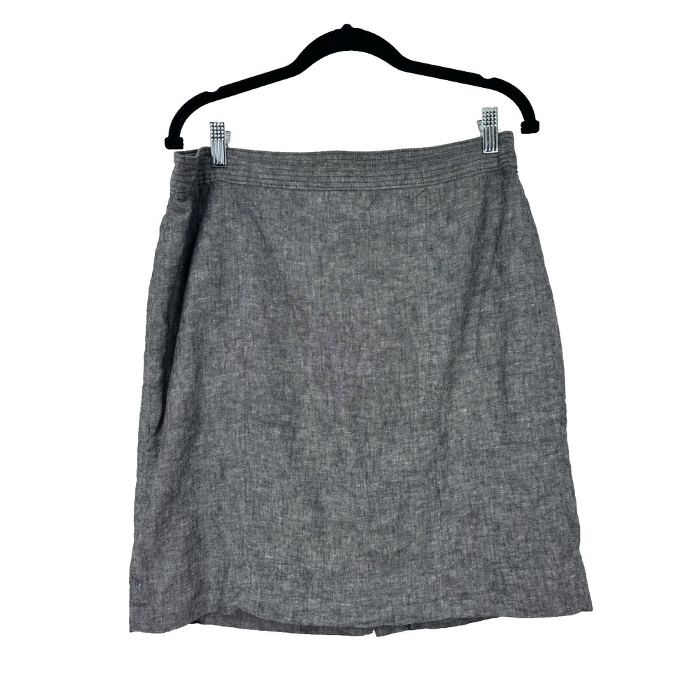 Banana Republic Gray Linen Y2K Mini Skirt Twee Academia Business office Siren 12